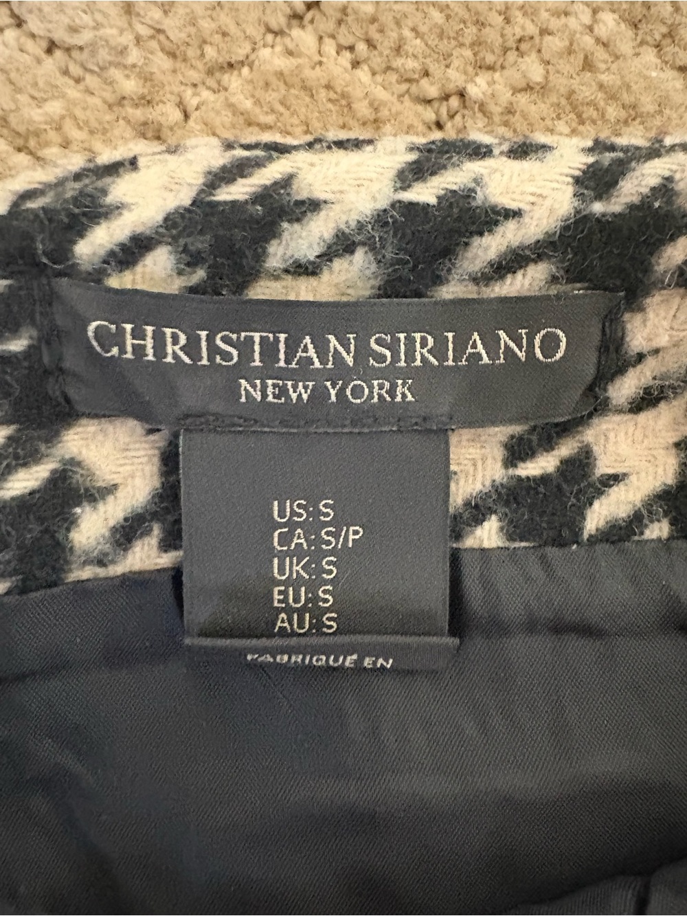 Christian Soriano Black and Tan Houndstooth Fringe Mini Skirt - Picture 2 of 2